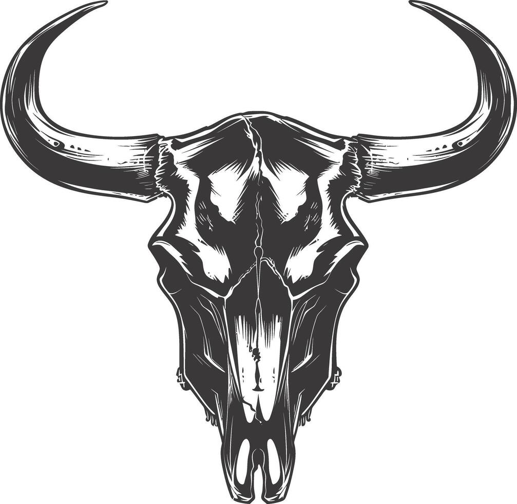 AI generated Silhouette bull head skull black color only vector