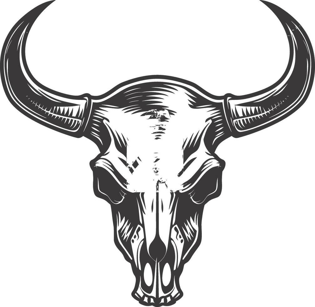 AI generated Silhouette bull head skull black color only vector