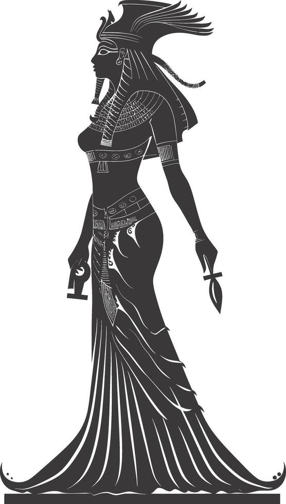 AI generated Silhouette Female Pharaoh the egypt Mythical Creature black color only vector