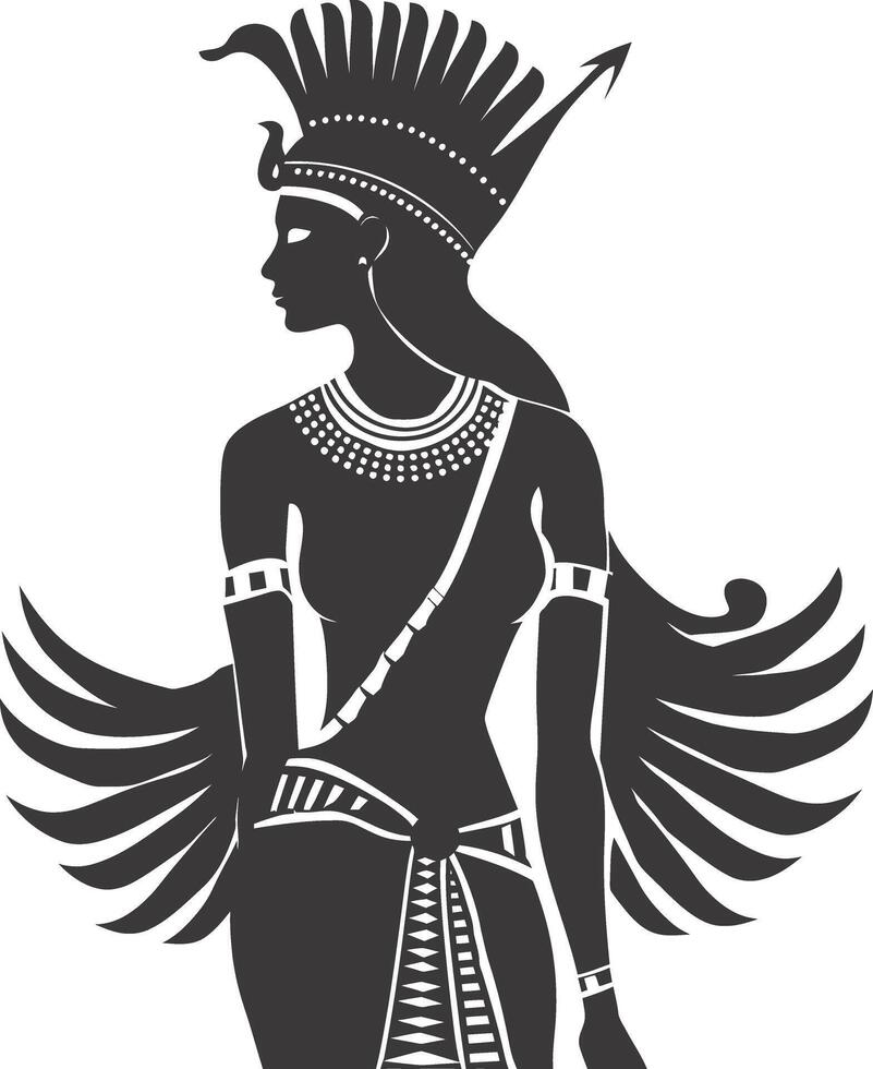 ai generado silueta hembra faraón el Egipto mítico criatura negro color solamente vector