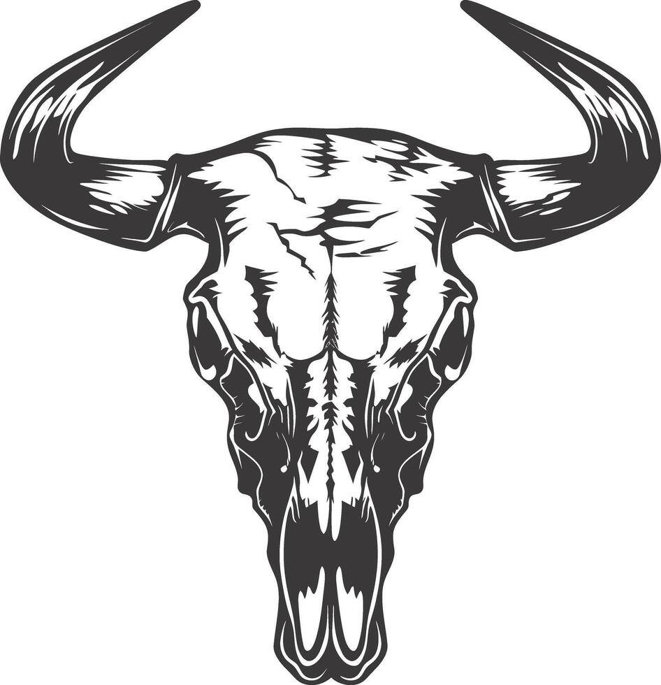 AI generated Silhouette bull head skull black color only vector