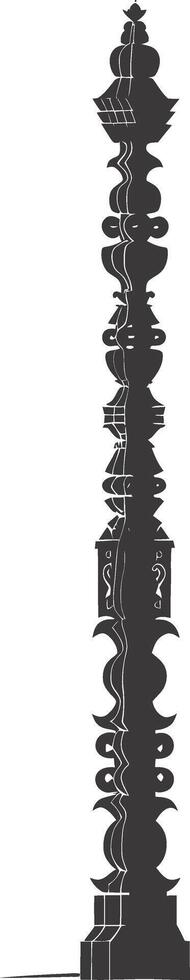 AI generated Silhouette Indian tribal wooden pole black color only vector