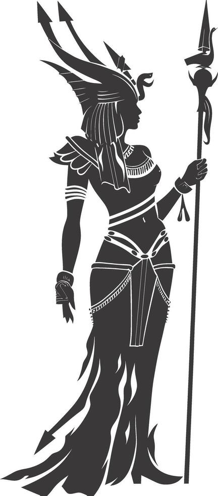 AI generated Silhouette Female Pharaoh the egypt Mythical Creature black color only vector