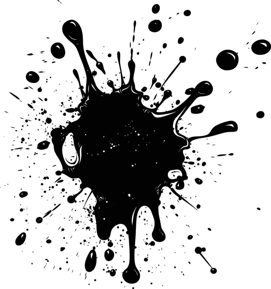 Silhouette ink splatter black color only vector