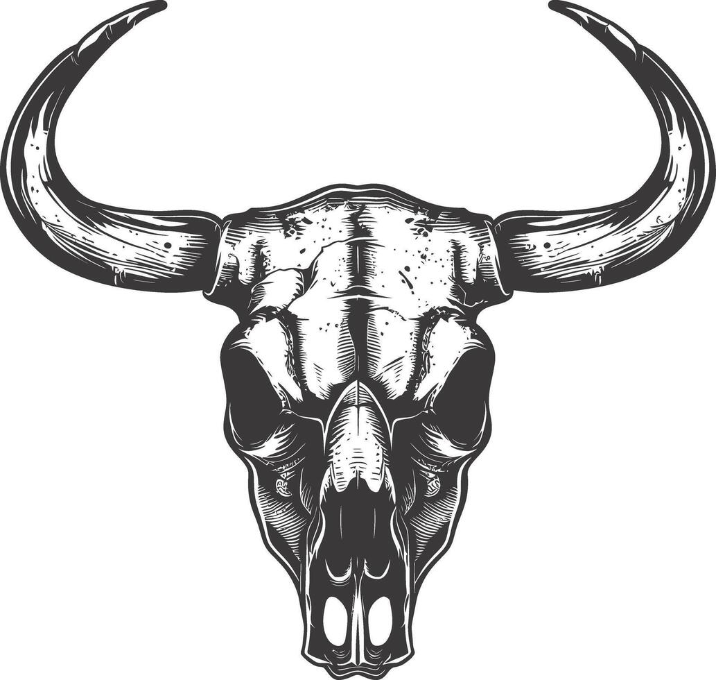 AI generated Silhouette bull head skull black color only vector
