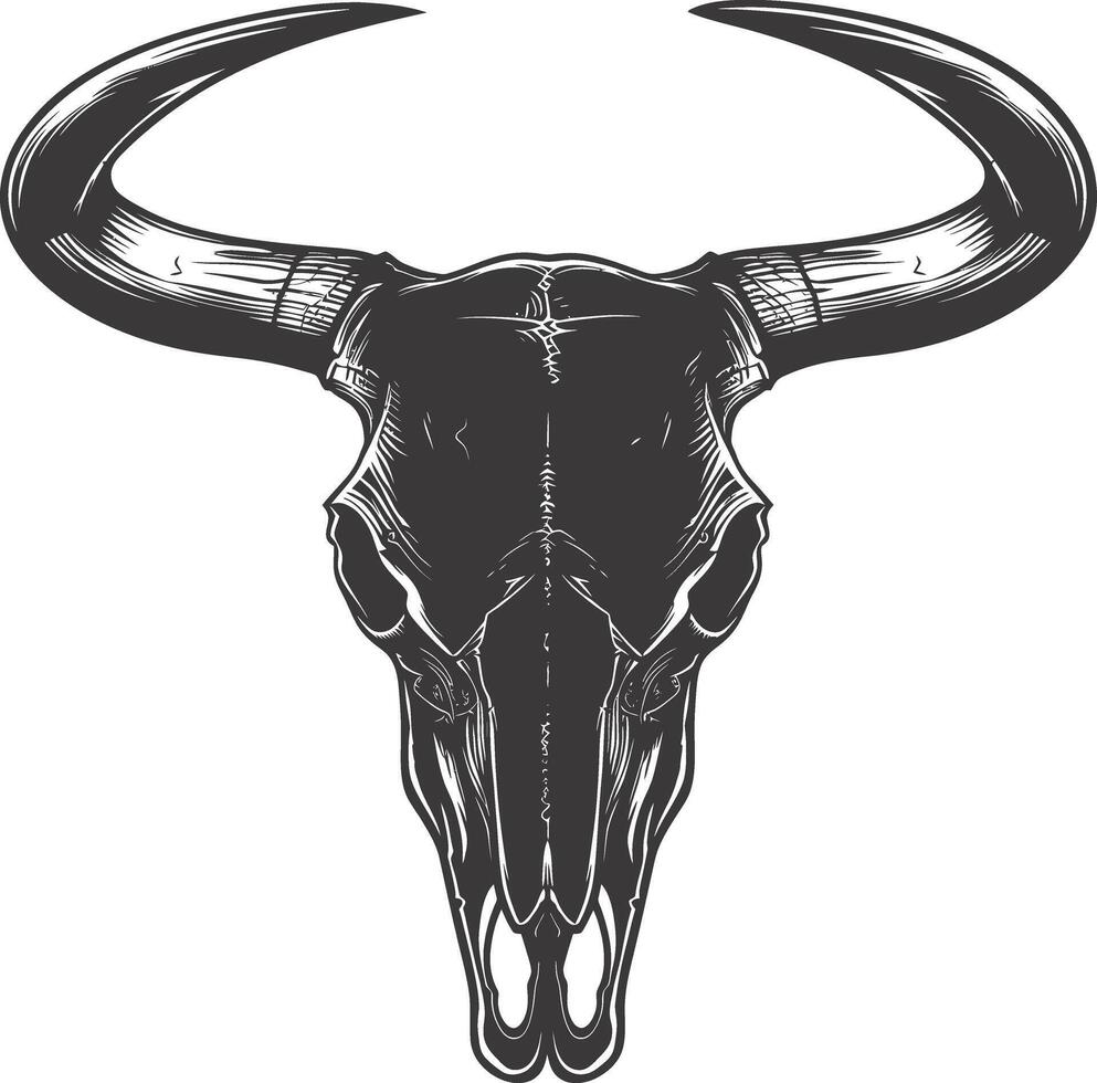AI generated Silhouette bull head skull black color only vector