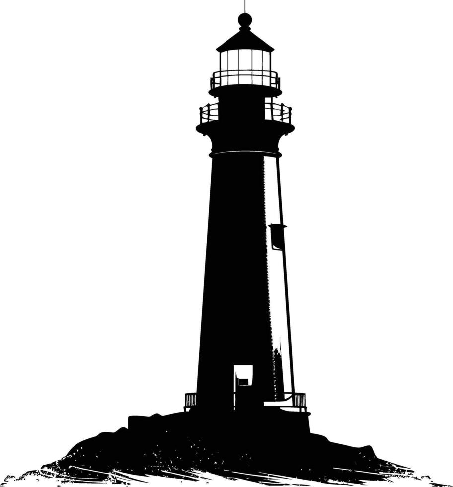 AI generated Silhouette lighthouse full black color only vector