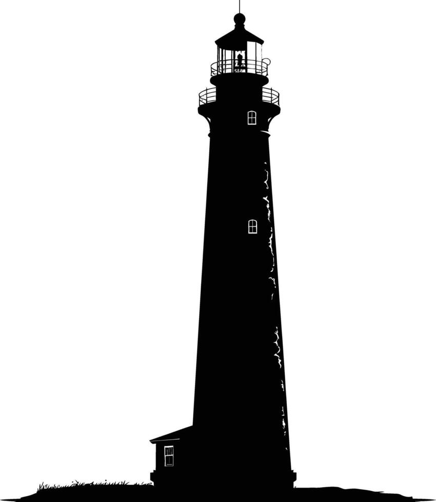 AI generated Silhouette lighthouse full black color only vector