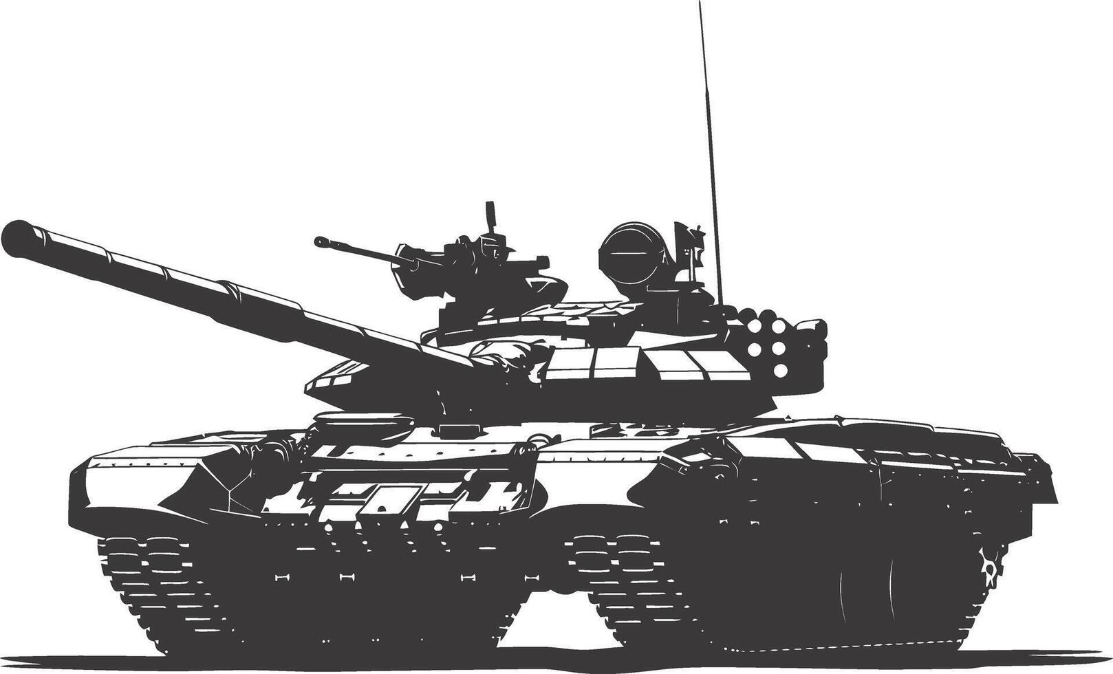 AI generated Silhouette military tank black color only vector