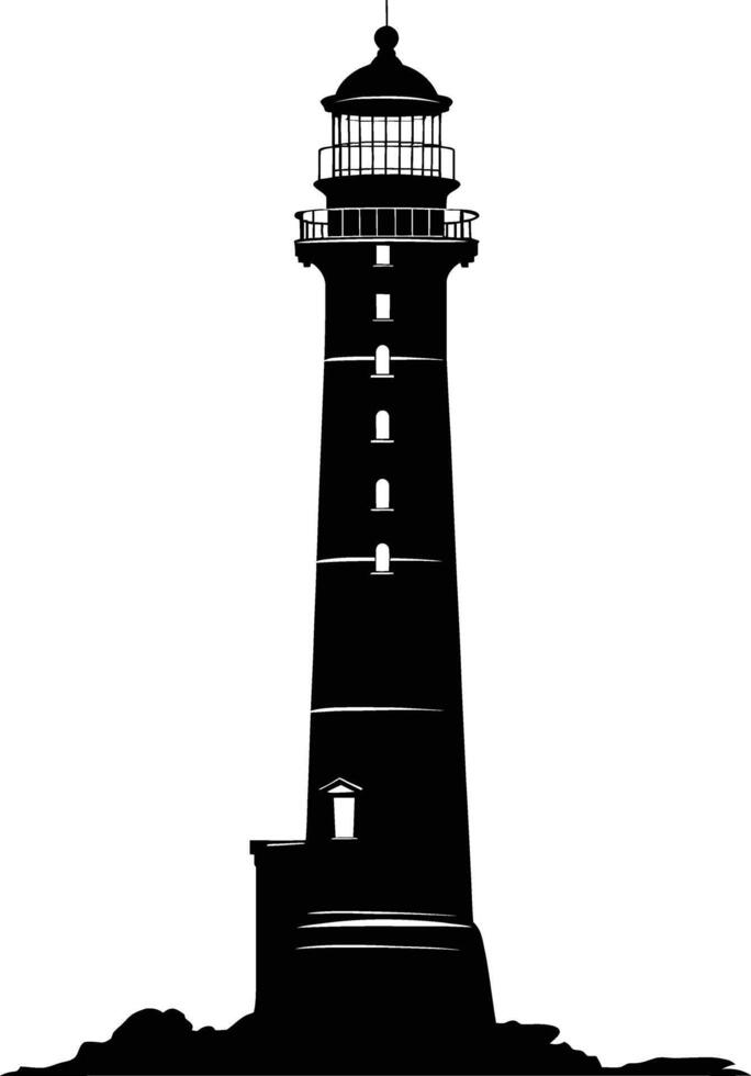 AI generated Silhouette lighthouse full black color only vector