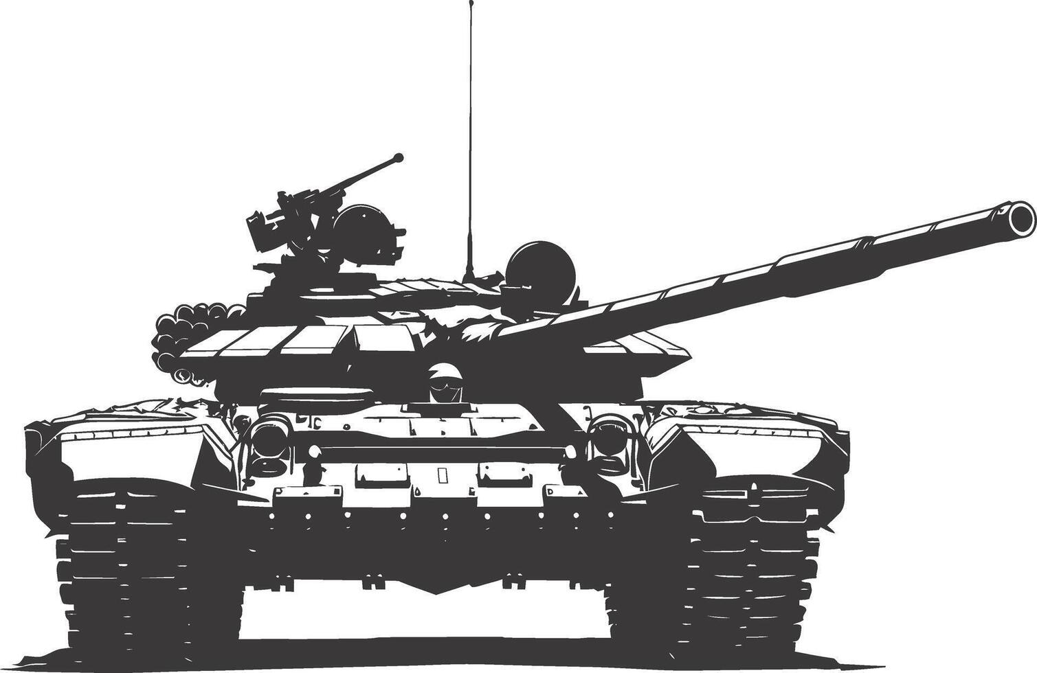 AI generated Silhouette military tank black color only vector