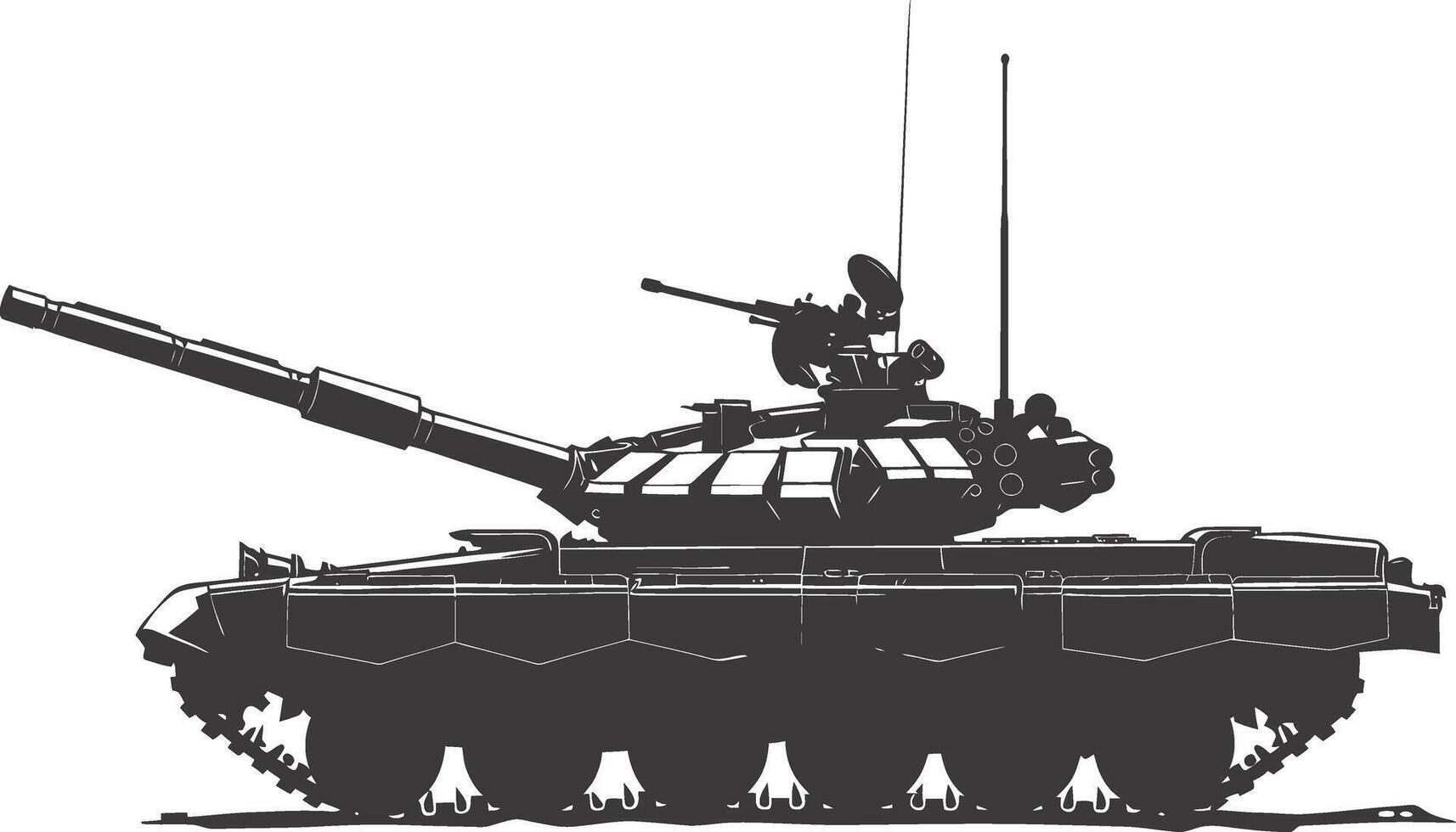 AI generated Silhouette military tank black color only vector