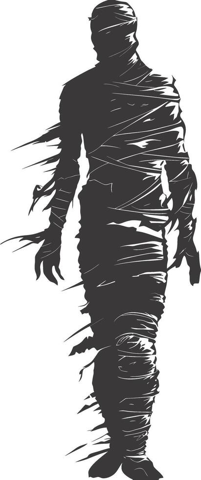 AI generated Silhouette mummy walking the egypt Mythical Creature black color only vector