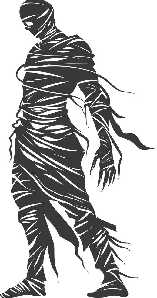 AI generated Silhouette mummy walking the egypt Mythical Creature black color only vector