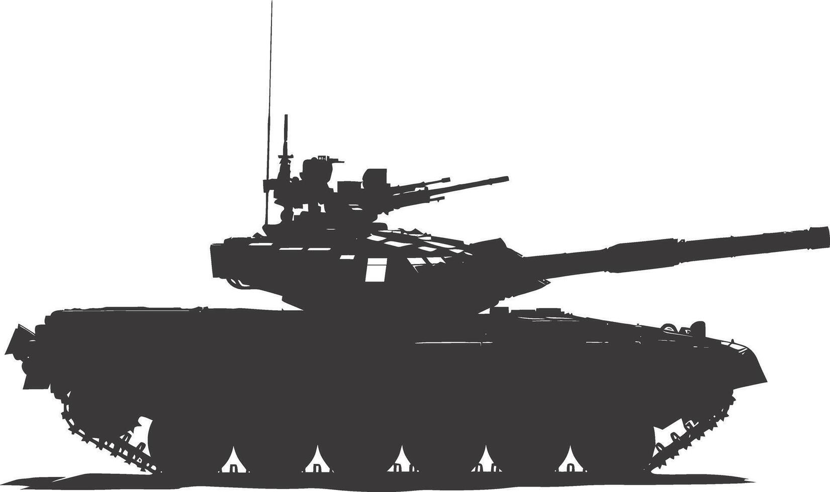 AI generated Silhouette military tank black color only vector