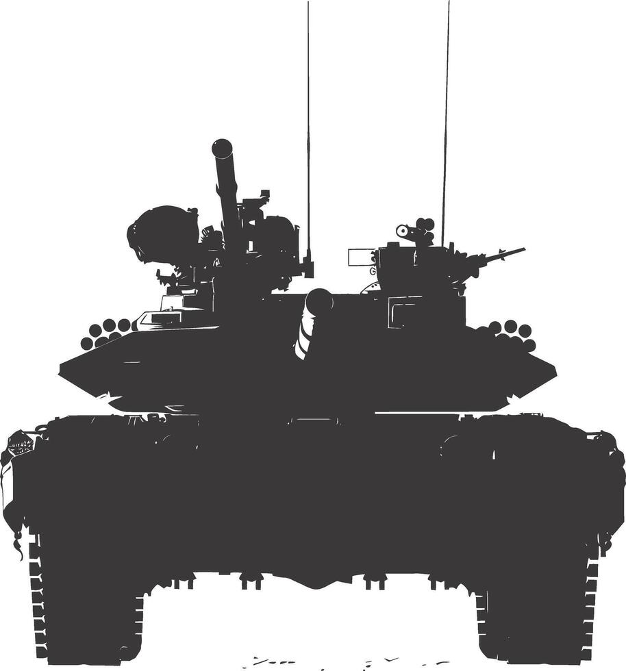 AI generated Silhouette military tank black color only vector