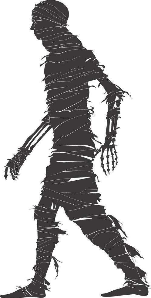 AI generated Silhouette mummy walking the egypt Mythical Creature black color only vector