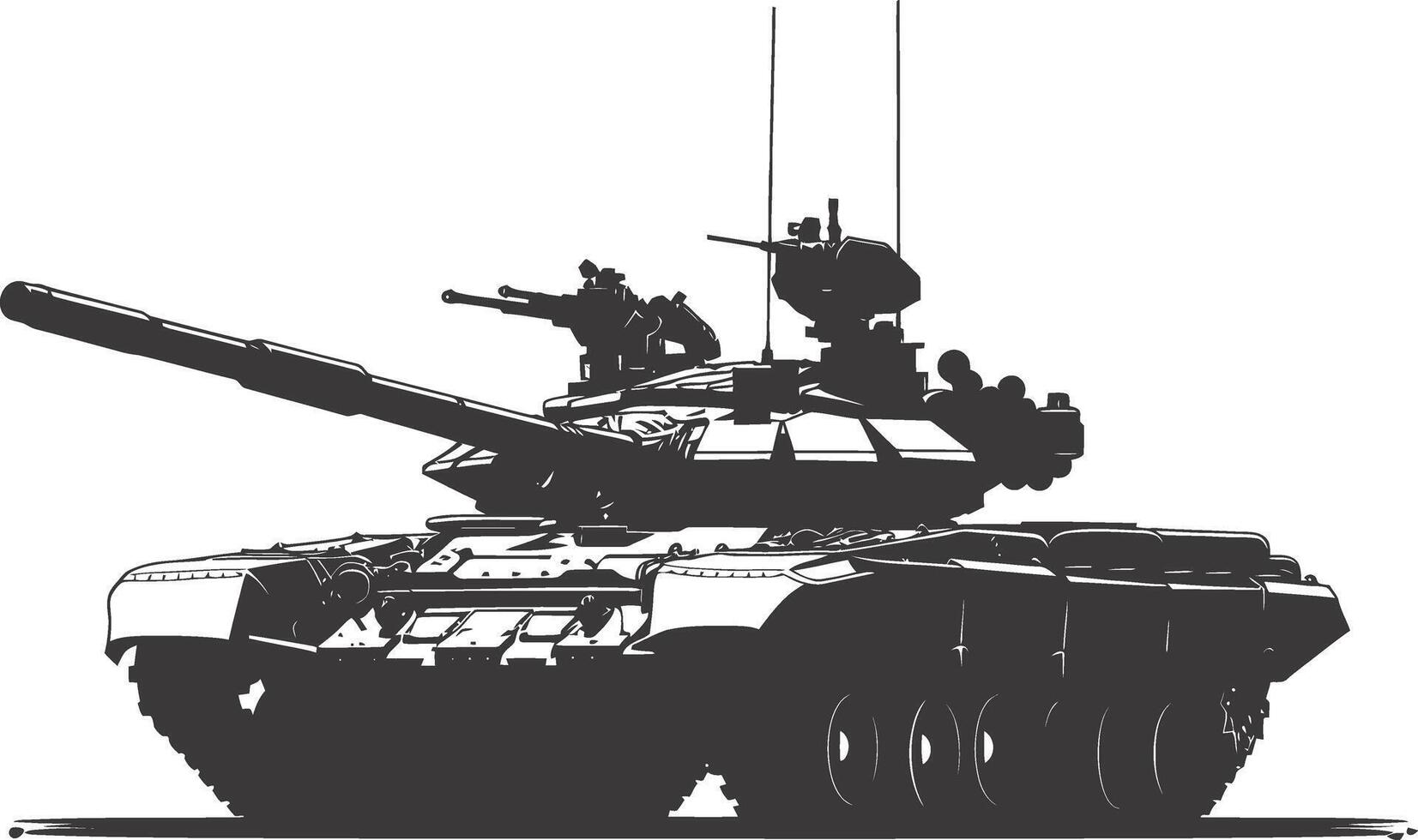 AI generated Silhouette military tank black color only vector