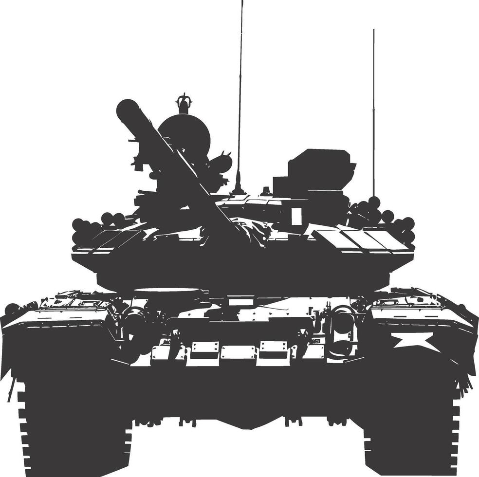 AI generated Silhouette military tank black color only vector