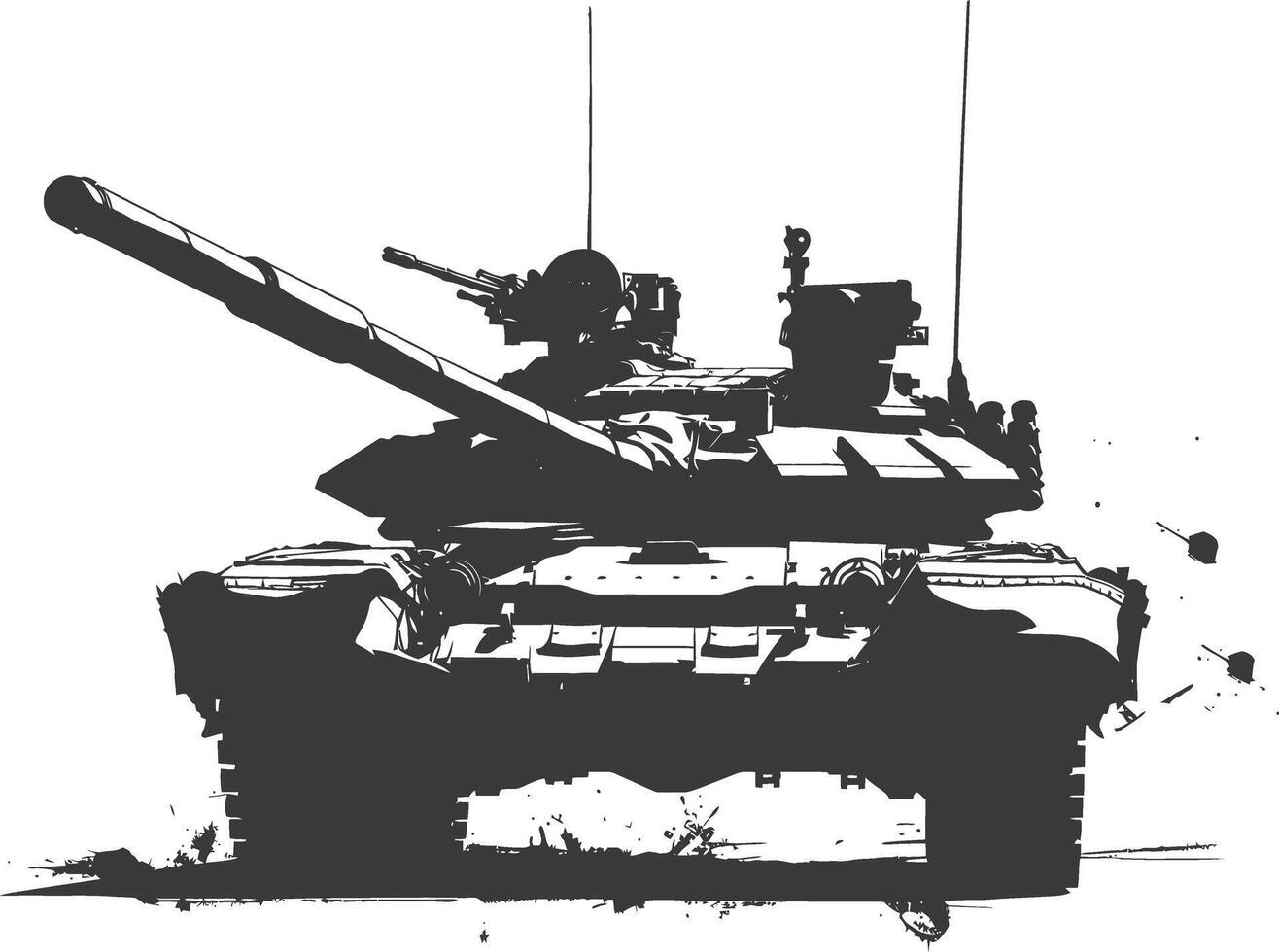 AI generated Silhouette military tank black color only vector