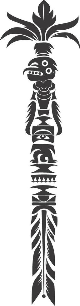 AI generated Silhouette Indian tribal wooden pole black color only vector