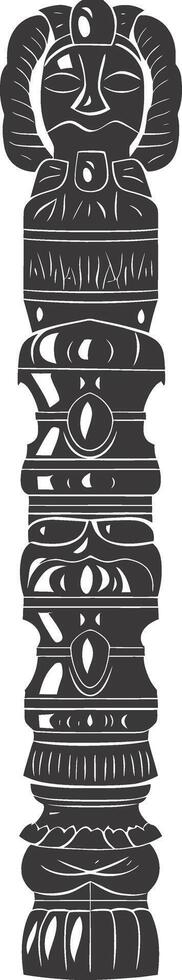 AI generated Silhouette Indian tribal wooden pole black color only vector