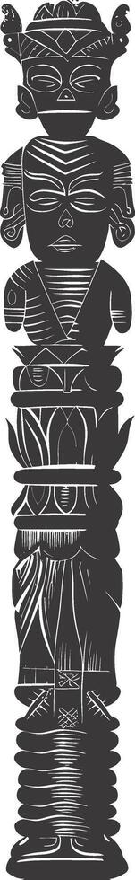 AI generated Silhouette Indian tribal wooden pole black color only vector