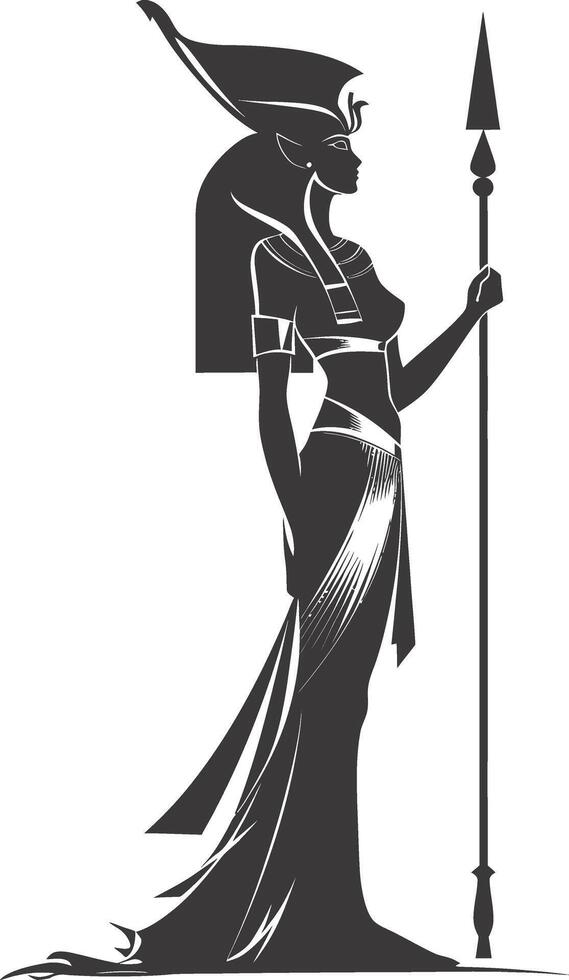 AI generated Silhouette Female Pharaoh the egypt Mythical Creature black color only vector