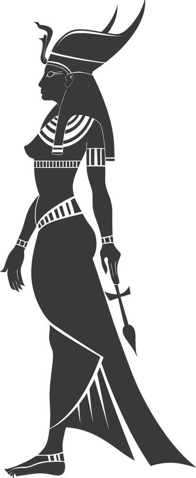 AI generated Silhouette Female Pharaoh the egypt Mythical Creature black color only vector