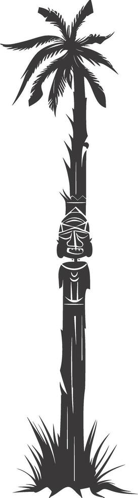 AI generated Silhouette Indian tribal wooden pole black color only vector
