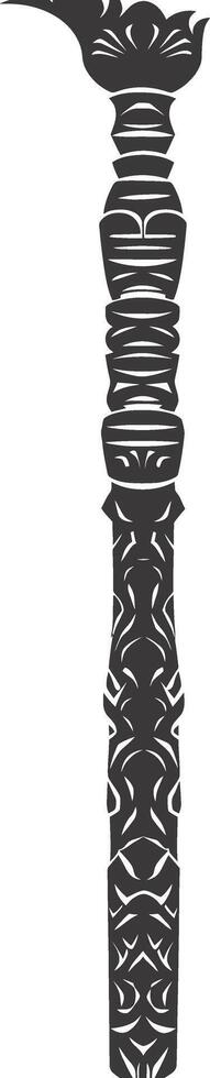 AI generated Silhouette Indian tribal wooden pole black color only vector