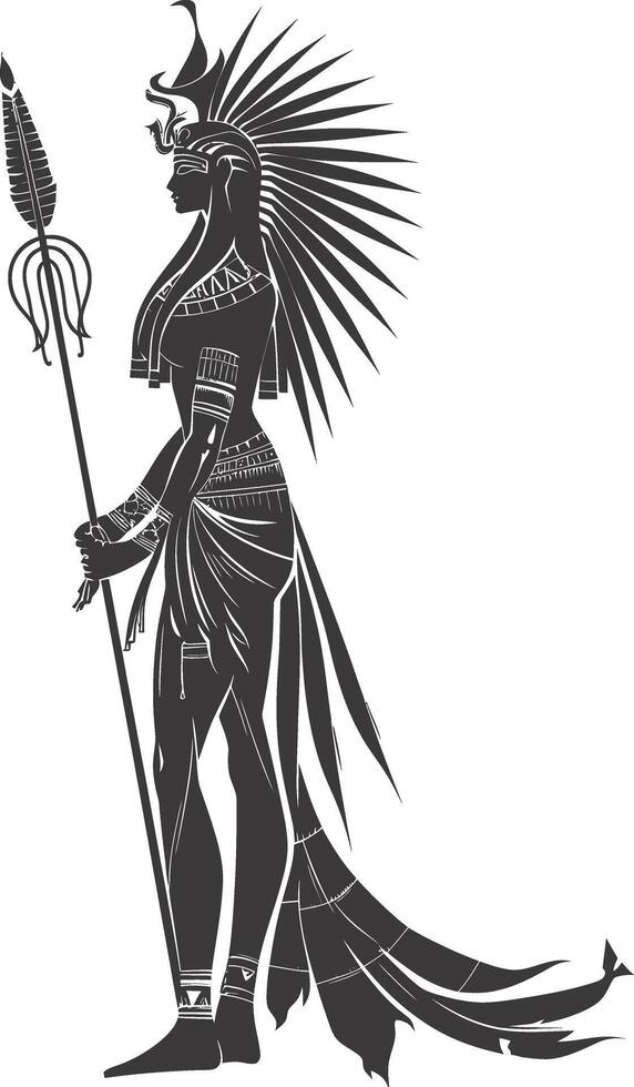 AI generated Silhouette Female Pharaoh the egypt Mythical Creature black color only vector