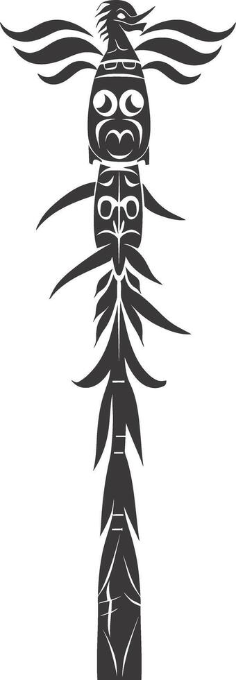 AI generated Silhouette Indian tribal pole black color only vector