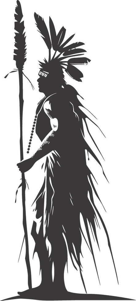 AI generated Silhouette Indian tribal pole black color only vector