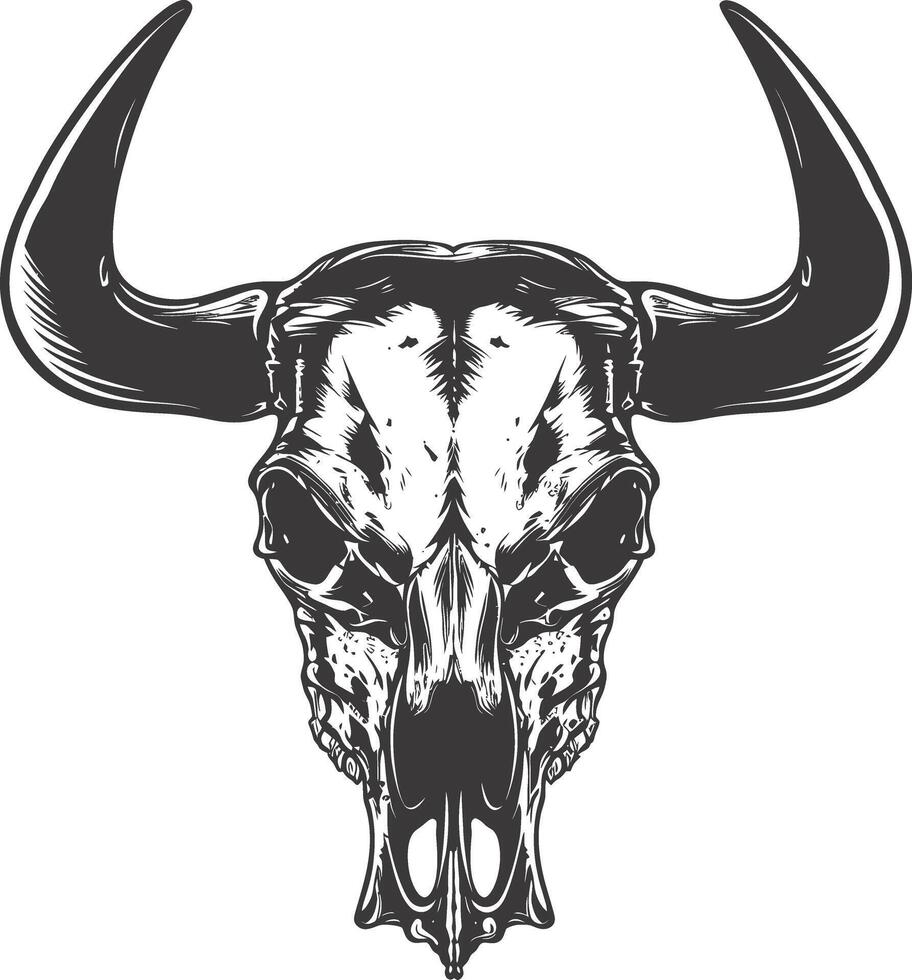 Silhouette bull head skull black color only vector