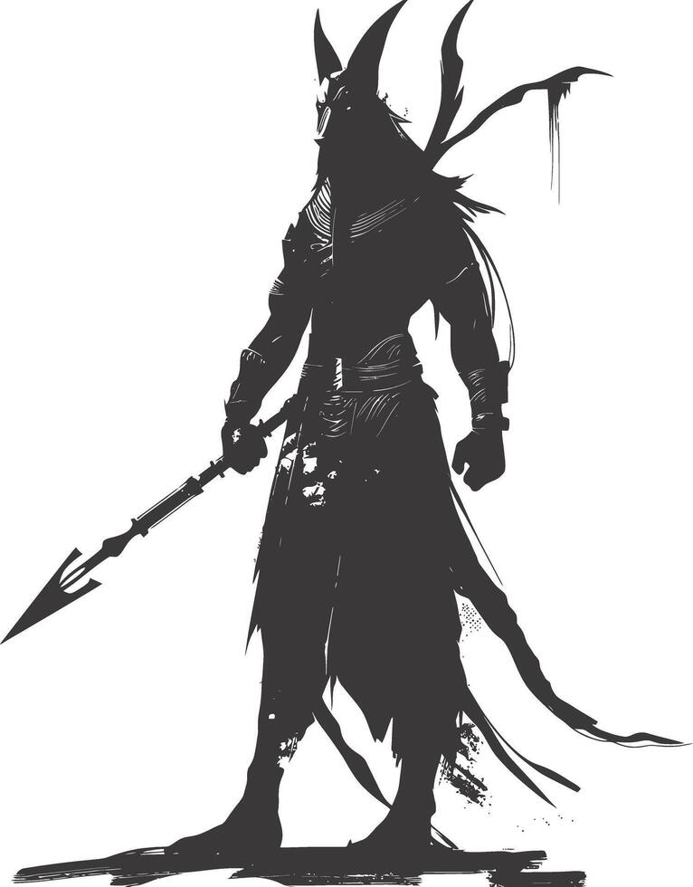 Silhouette anubis the egypt Mythical Creature black color only vector