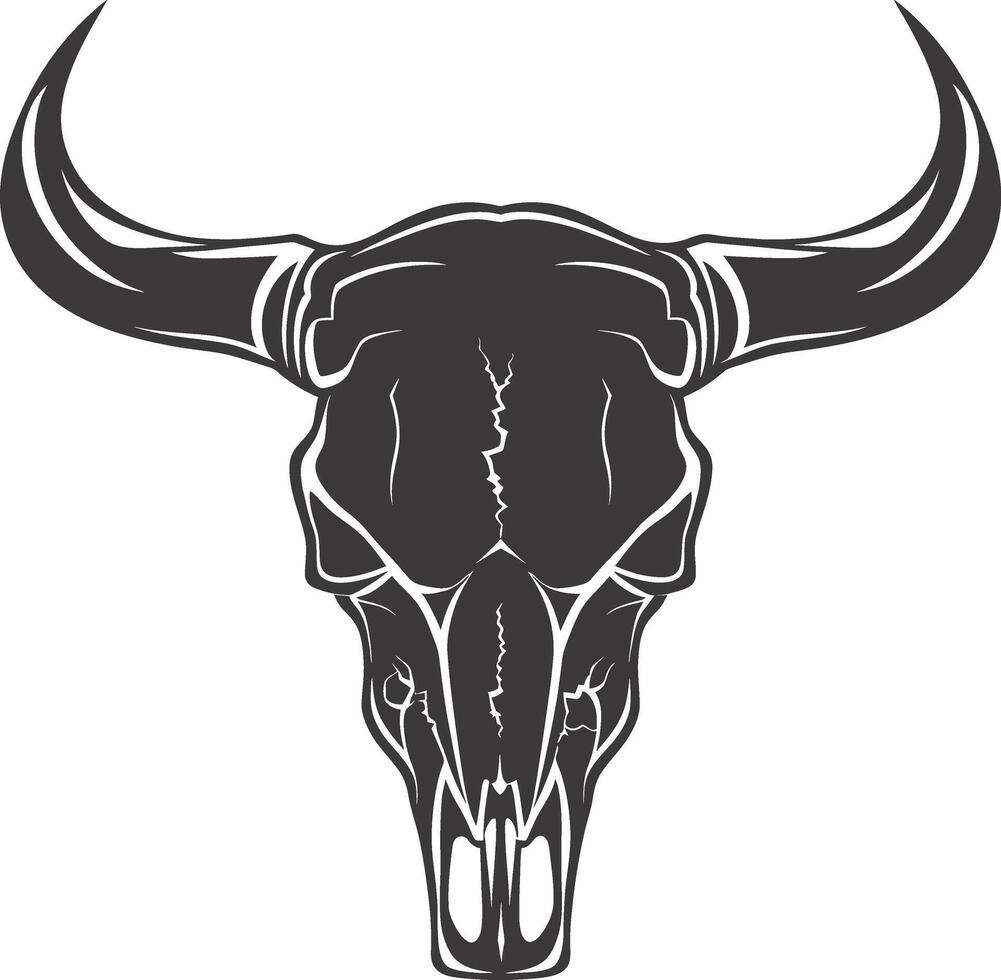 Silhouette bull head skull black color only vector