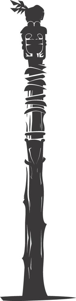 AI generated Silhouette Indian tribal wooden pole black color only vector