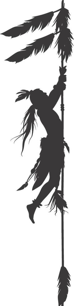 AI generated Silhouette Indian tribal pole black color only vector