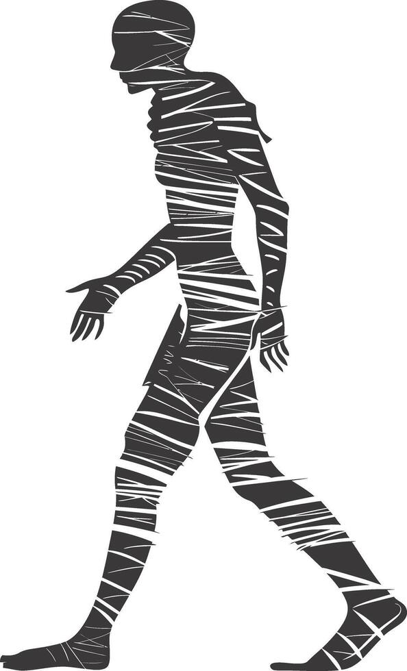 AI generated Silhouette mummy walking the egypt Mythical Creature black color only vector