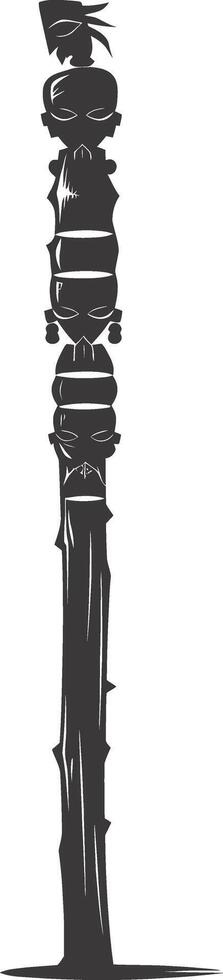 AI generated Silhouette Indian tribal wooden pole black color only vector
