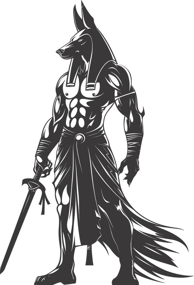 Silhouette anubis the egypt Mythical Creature black color only vector