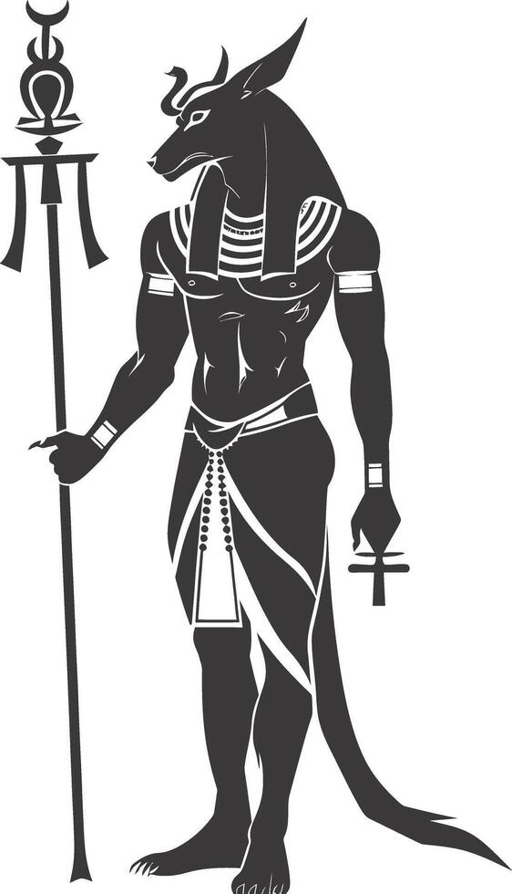 silueta anubis el Egipto mítico criatura negro color solamente vector