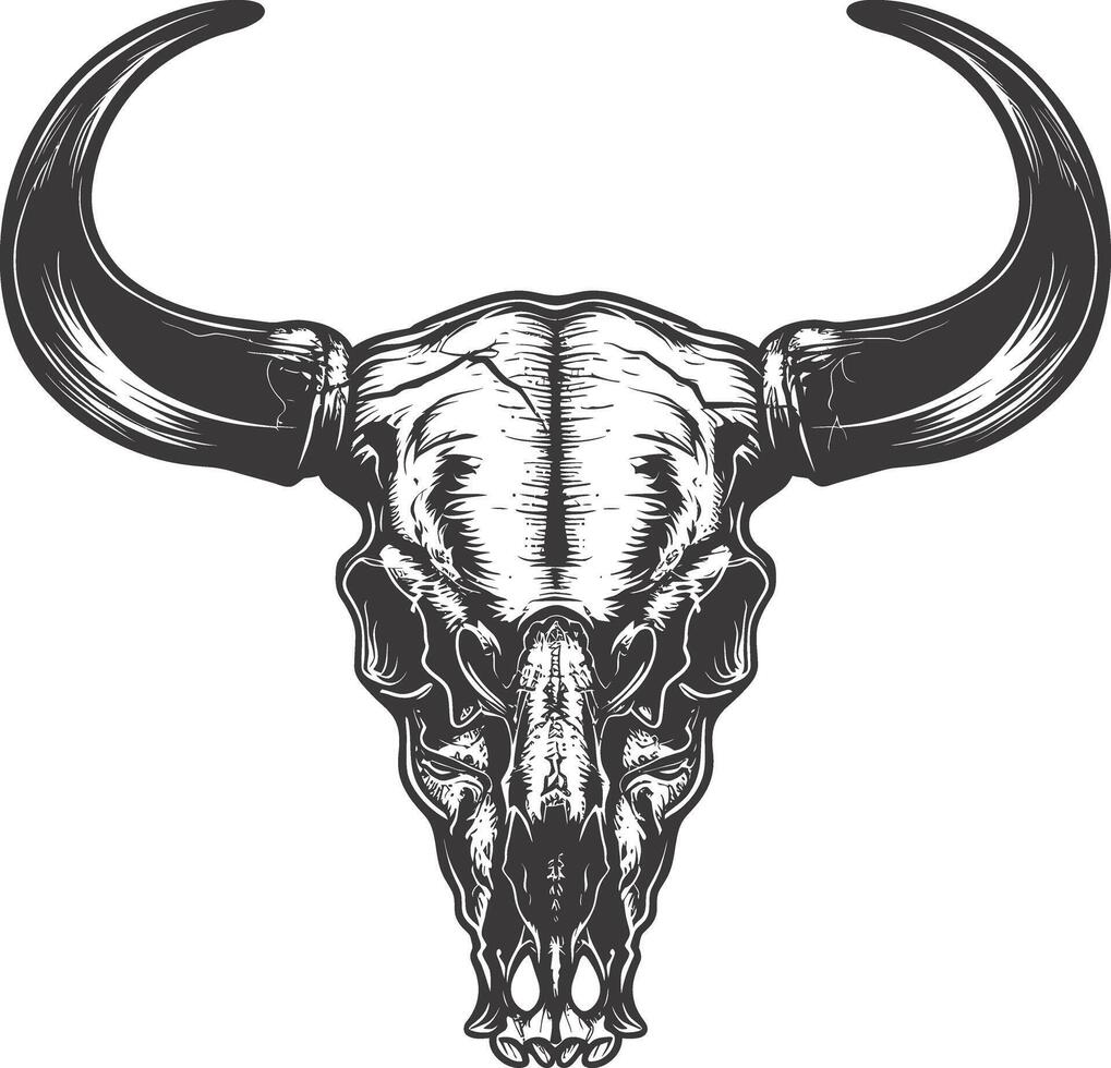 Silhouette bull head skull black color only vector