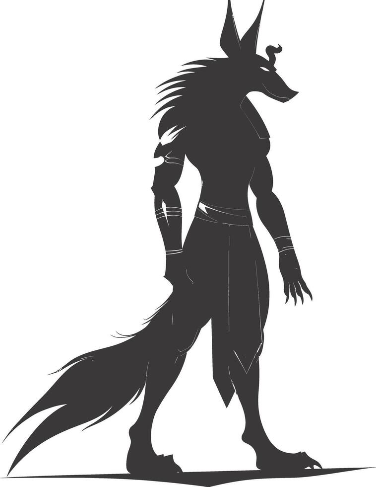 silueta anubis el Egipto mítico criatura negro color solamente vector