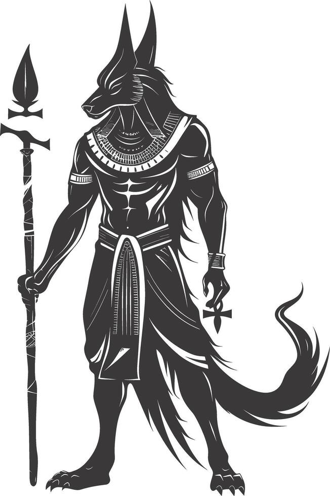 Silhouette anubis the egypt Mythical Creature black color only vector