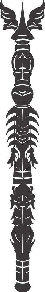 AI generated Silhouette Indian tribal wooden pole black color only vector
