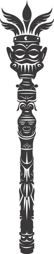 AI generated Silhouette Indian tribal wooden pole black color only vector