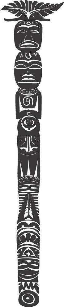 AI generated Silhouette Indian tribal wooden pole black color only vector