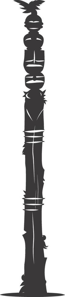 AI generated Silhouette Indian tribal wooden pole black color only vector